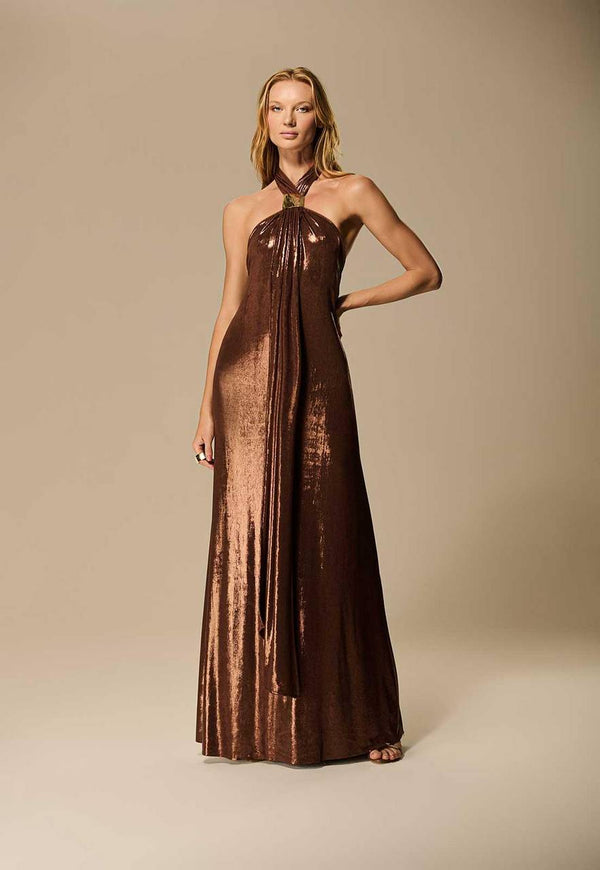 VESTIDO FRENTE UNICA ALÇA FAIXA COM METAL