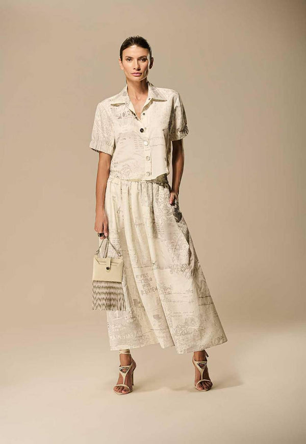 CONJUNTO CAMISA CROPPED E SAIA LIBERTÉ