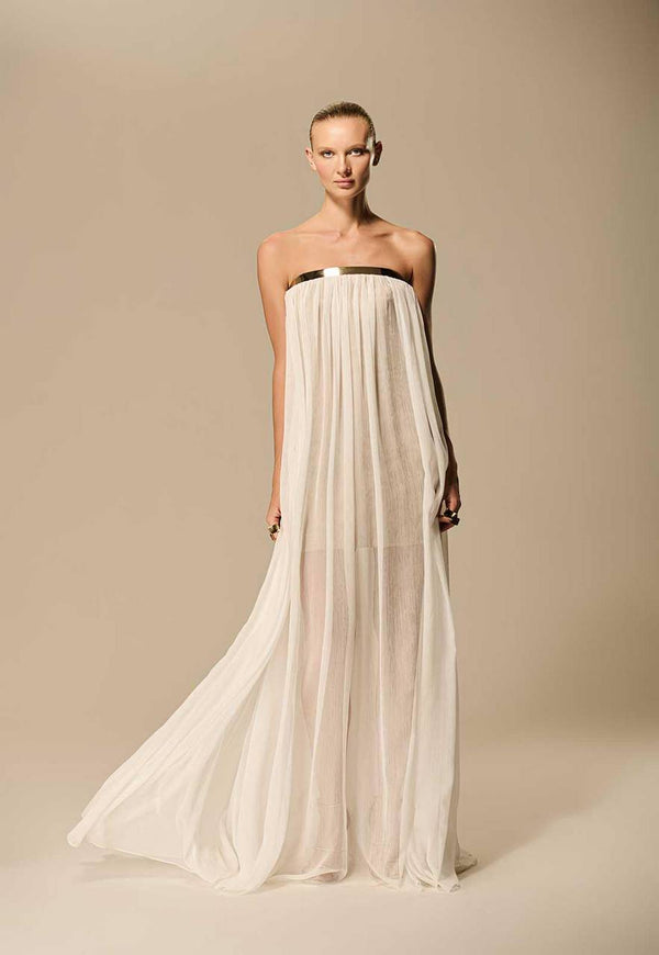 VESTIDO CHIFFON PALA METAL