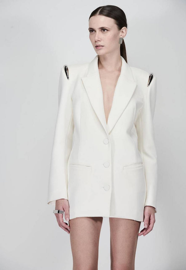 BLAZER DRESS ALFAIATARIA COM METAL NOS OMBROS