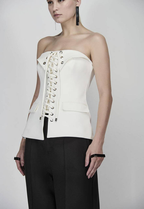 BLUSA SEM ALÇAS DETALHE AMARRAÇÃO