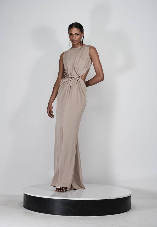 VESTIDO LONGO DE JERSEY COM METAL