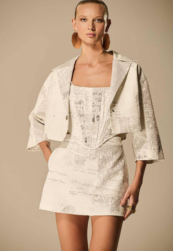 JAQUETA CROPPED ESTAMPA LIBERTÉ