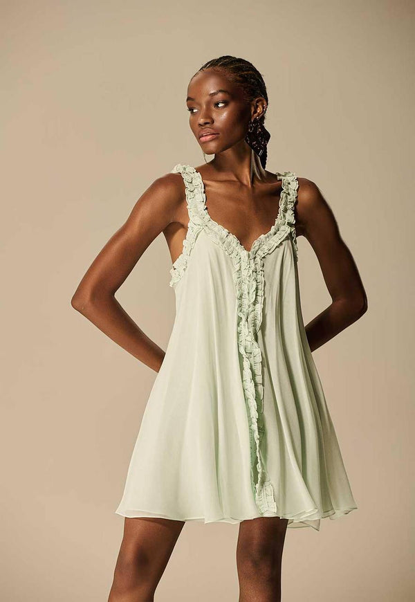 VESTIDO CURTO CHIFFON JABOUR ALÇAS