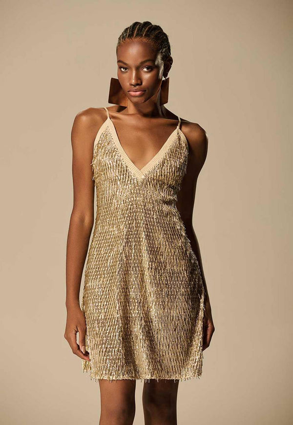 VESTIDO DECOTE V PAETÊ VIDRILHO