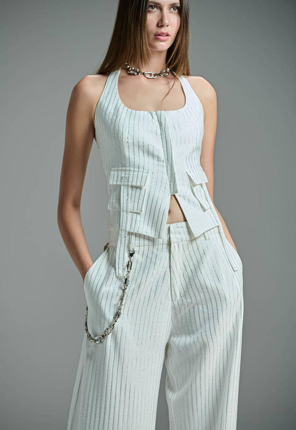 TOP FRENTE UNICA CRYSTAL STRIPES