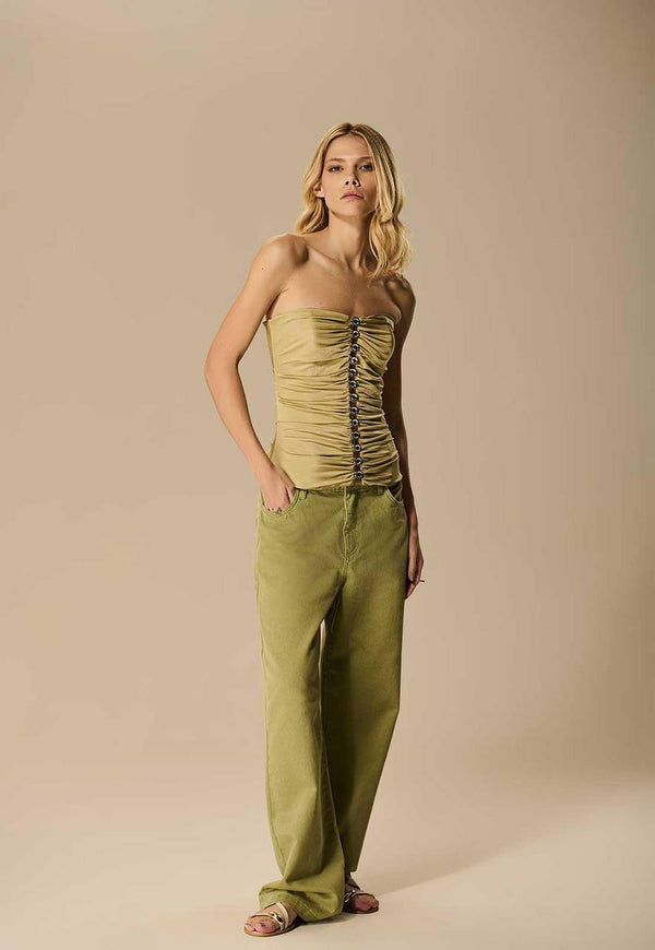 CALÇA SARJA WIDE LEG