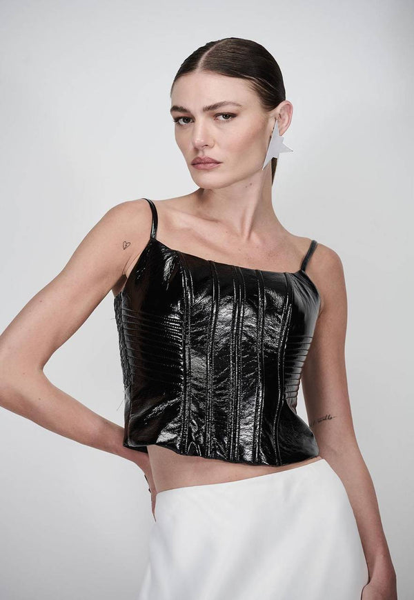 CORSELET PESPONTADO DE VINIL
