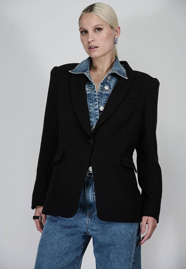 CONJUNTO BLAZER COM PALA JEANS/MOLETOM
