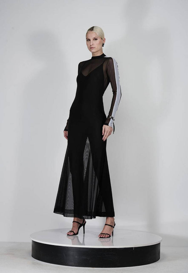 CONJUNTO VESTIDO DE TULE DUO TONE E MACACÃO JERSEY