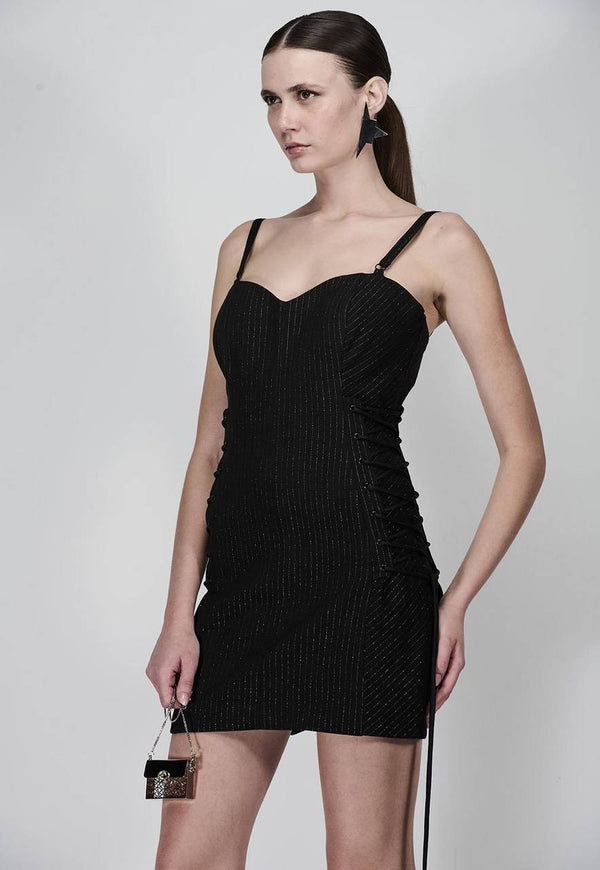 VESTIDO CURTO RISCA DE GIZ LUREX