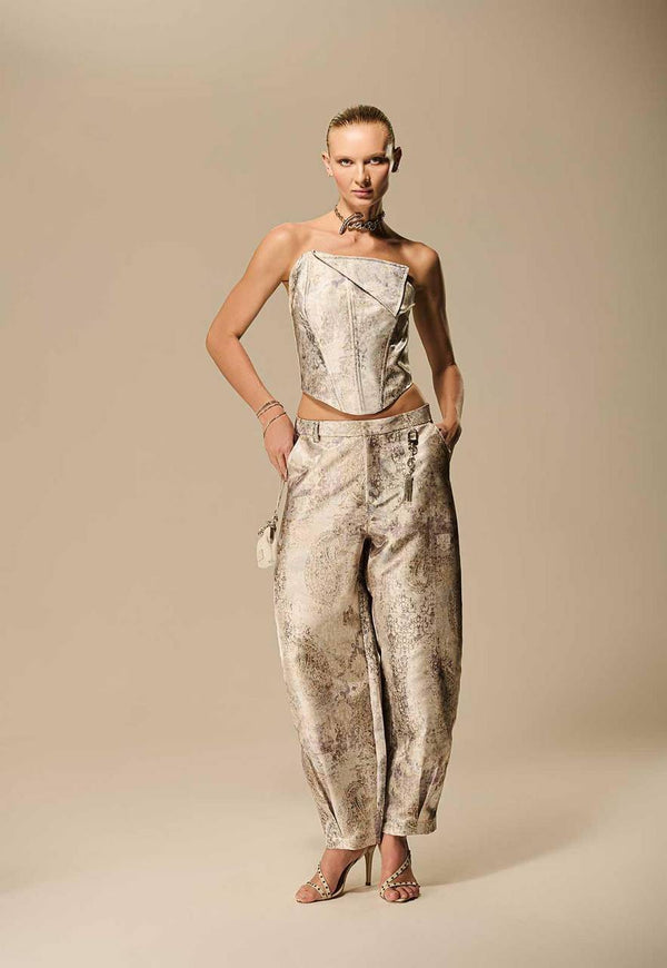 CALÇA PREGA BARRA ESTAMPA BOHEMIAN