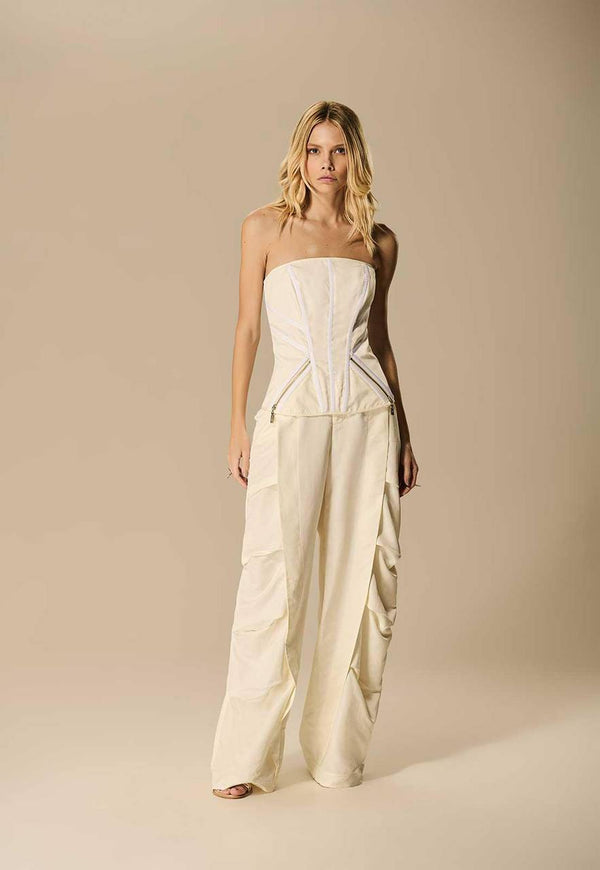 CALÇA NYLON PREGAS LATERAIS