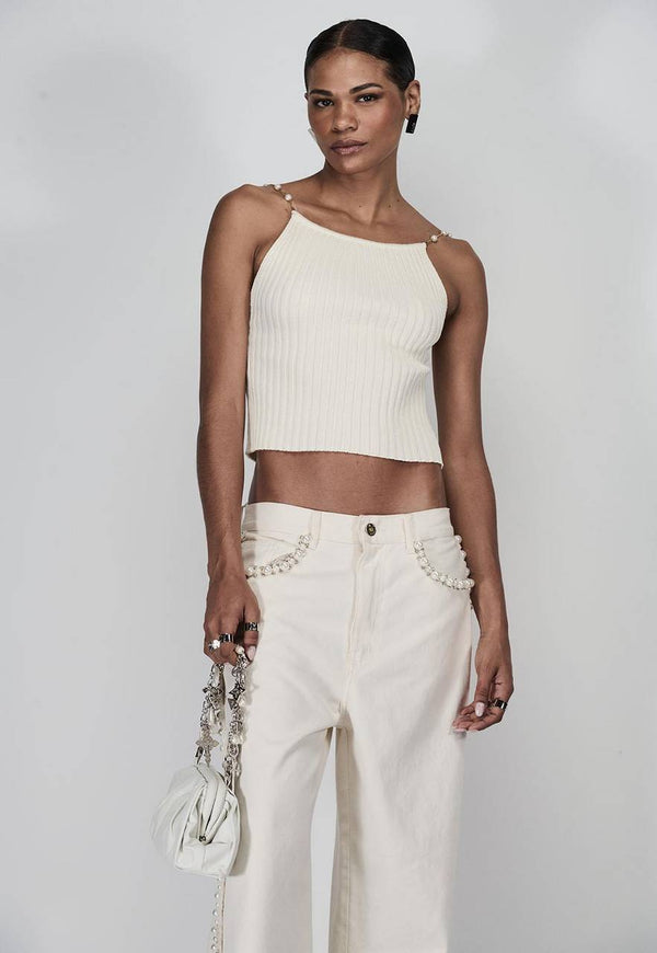 BLUSA TRICOT ALÇA PÉROLA