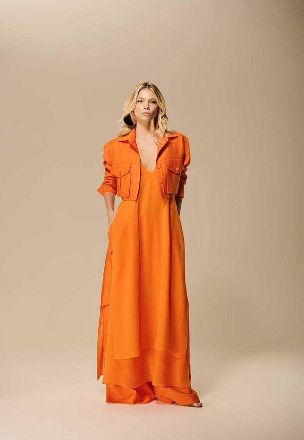 CONJUNTO JAQUETA E MAXI BLUSA COM CALÇA