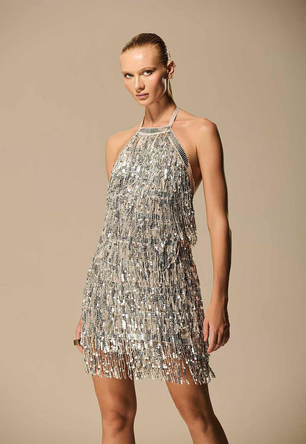 VESTIDO CURTO FRANJAS PAETÊ