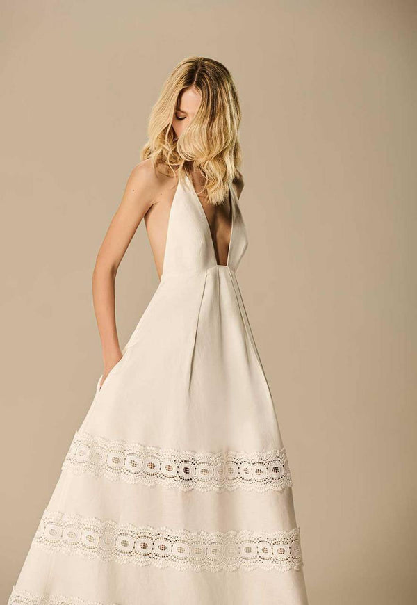 VESTIDO FRENTE ÚNICA DETALHES RENDA POÁ