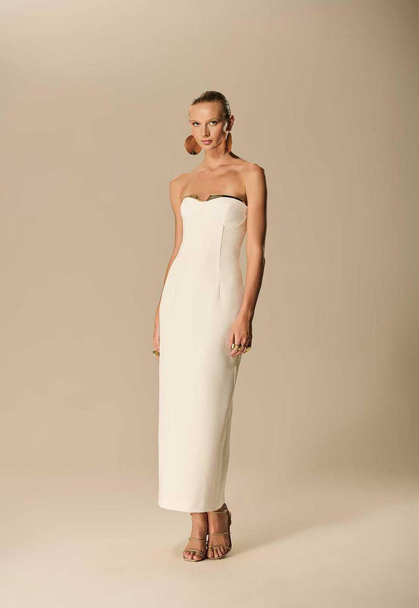 VESTIDO RECORTES BOJO PALA METAL