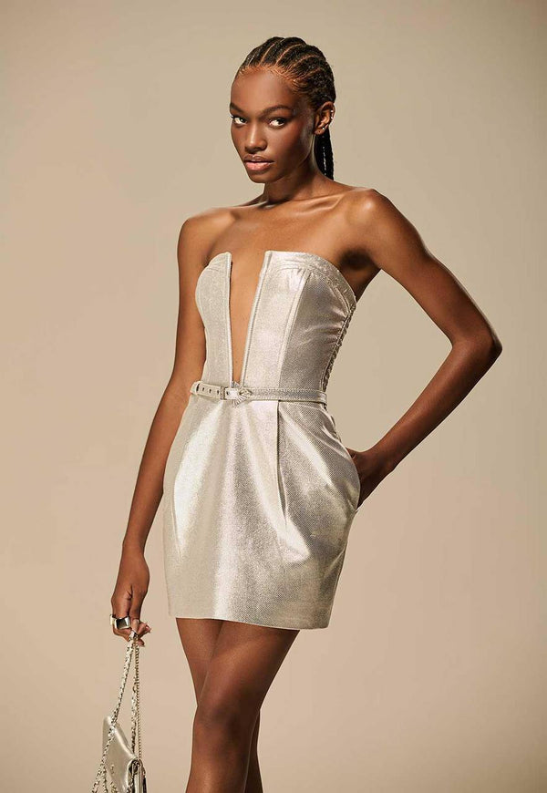 VESTIDO CURTO TECHNO COM CINTO