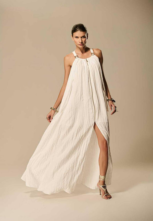 VESTIDO LONGO SATIN ALÇAS FAIXAS