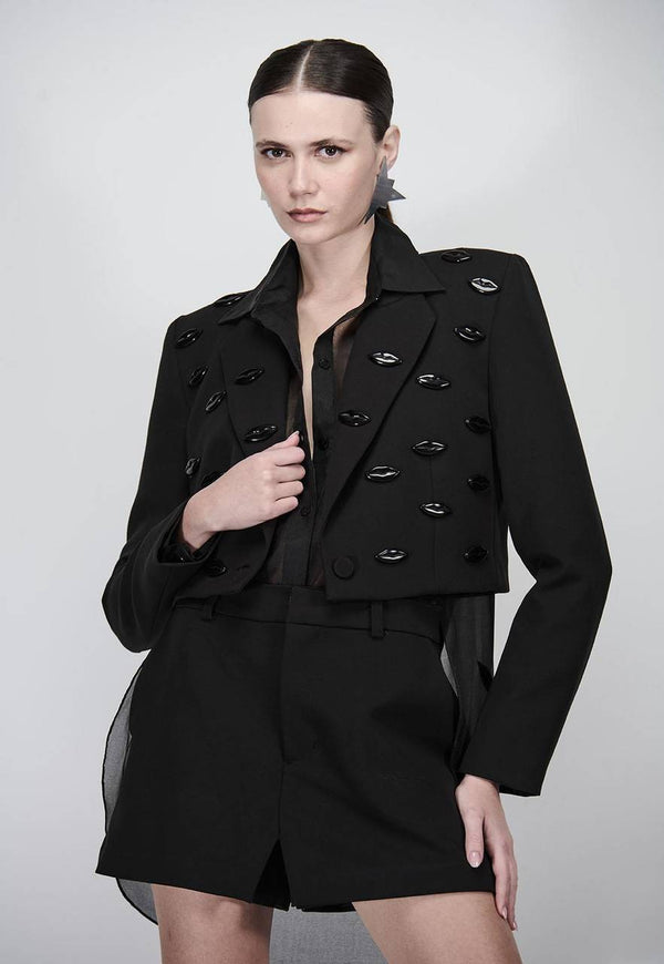 BLAZER CROPPED BORDADO BISOUS