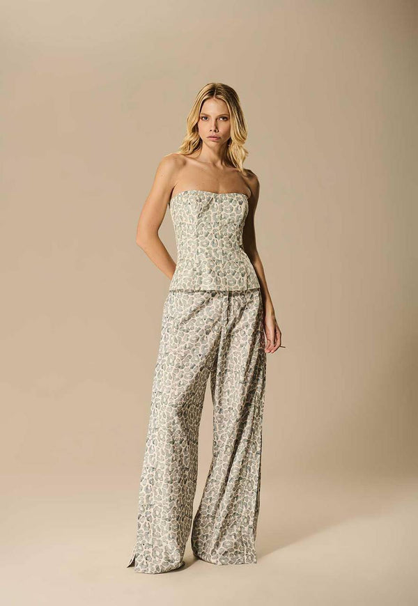 CALÇA ZIPER LATERAIS ESTAMPA WASHED LEOPARD