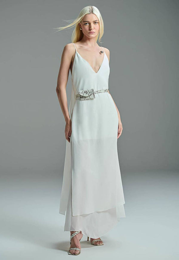 VESTIDO LONGO MIX TEXTURAS