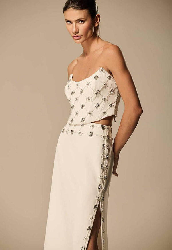 CORSET TOMARA QUE CAIA BORDADO FLOWER SQUARE