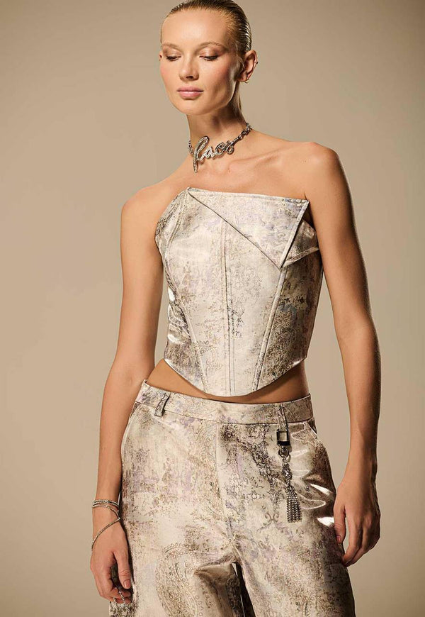 CORSET ASSIMETRICO ESTAMPA BOHEMIAN