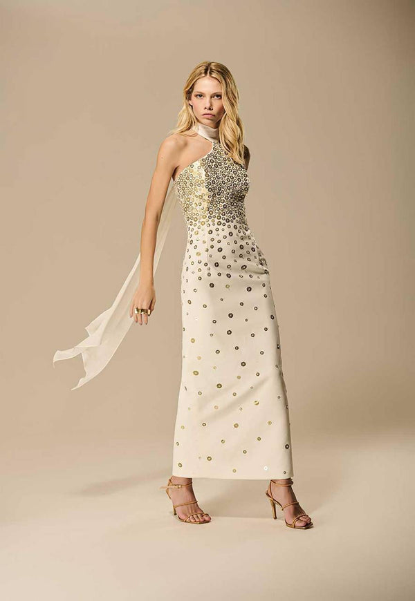 VESTIDO FRENTE ÚNICA SEQUINS MIX