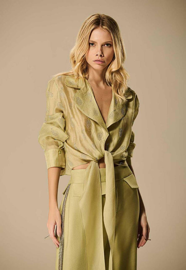CAMISA DE ORGANZA TRANSPASSADA COM TRANSFER