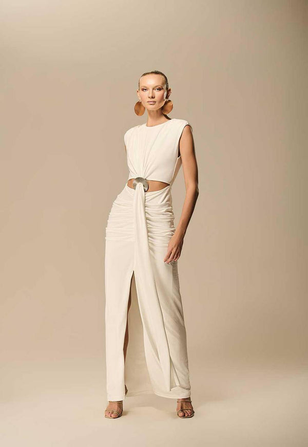 VESTIDO LONGO PASSANTE MARTELADO