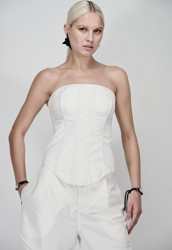 CORSELET SEM ALÇAS DE NYLON PESPONTADO