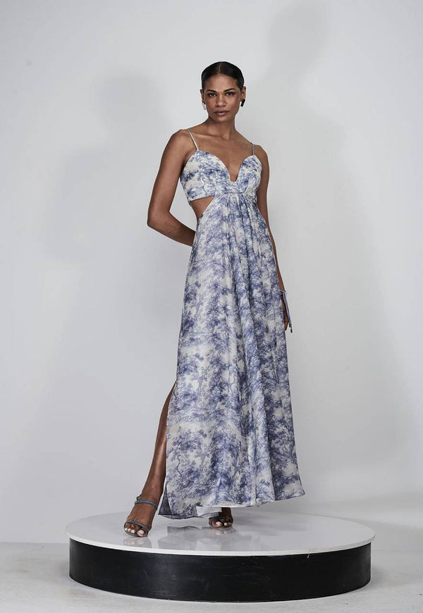 VESTIDO LONGO MIX TEXTURAS TOILE