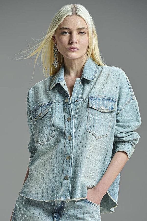 CAMISA JEANS COM TRANSFER