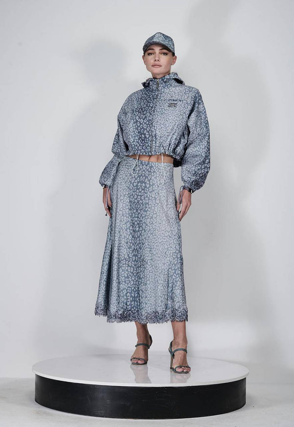 SAIA MIDI DENIM LEOPARD