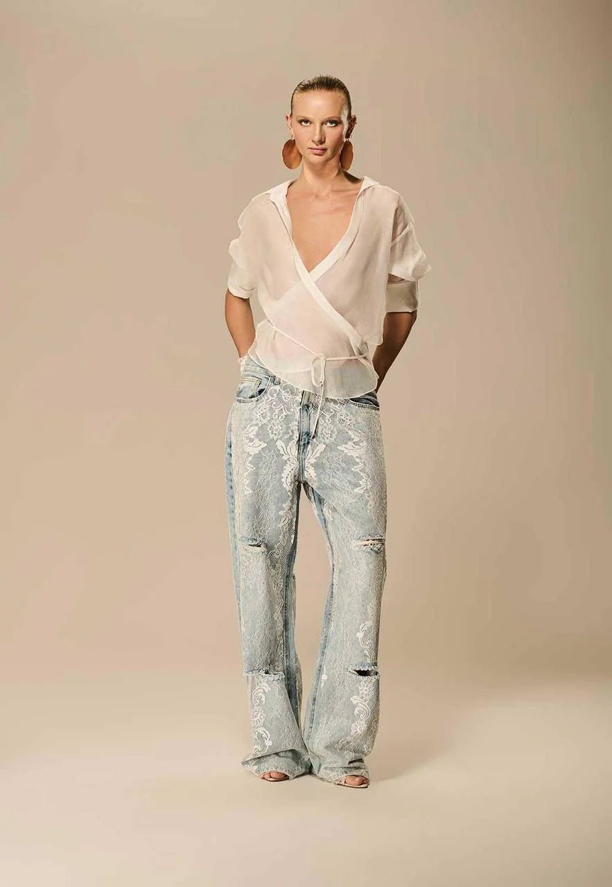 CAMISA TRESPASSADA ROLOTE PONTEIRA